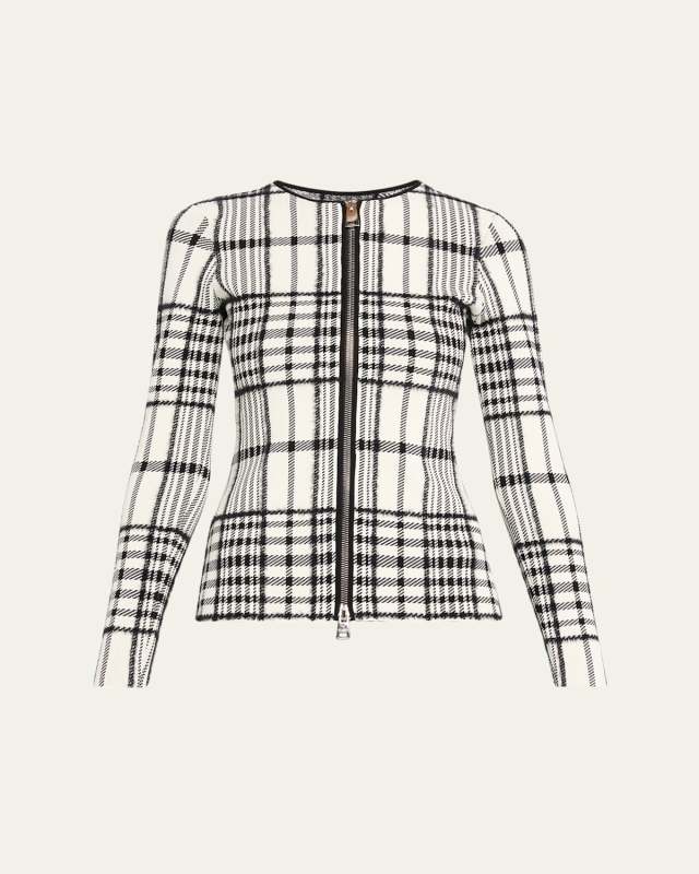 Greer Check Zip Cardigan
